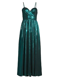 Shannon Gathered Metallic Jersey Midi-Dress