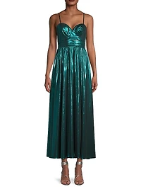 Shannon Gathered Metallic Jersey Midi-Dress