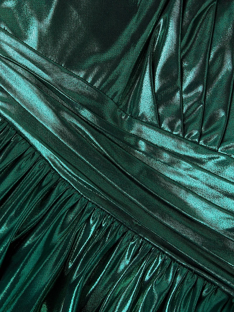 Shannon Gathered Metallic Jersey Midi-Dress