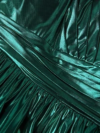 Shannon Gathered Metallic Jersey Midi-Dress