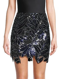 Kristina Floral Sequined Miniskirt