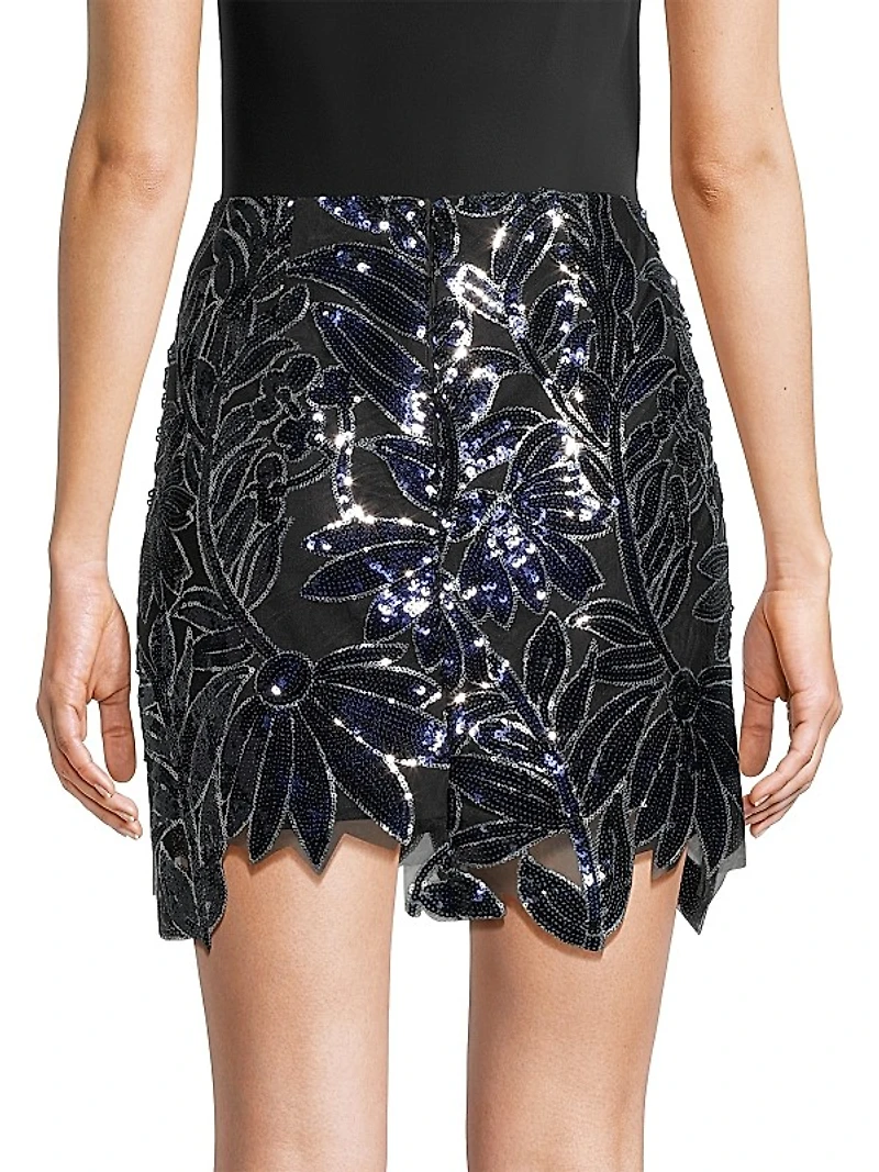 Kristina Floral Sequined Miniskirt