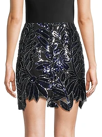 Kristina Floral Sequined Miniskirt