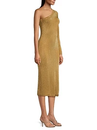 Senna Metallic One-Shoulder Midi-Dress
