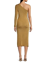 Senna Metallic One-Shoulder Midi-Dress