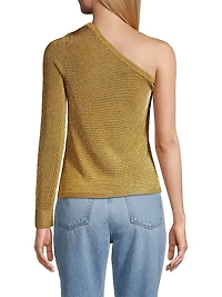 Metallic Knit One-Shoulder Top