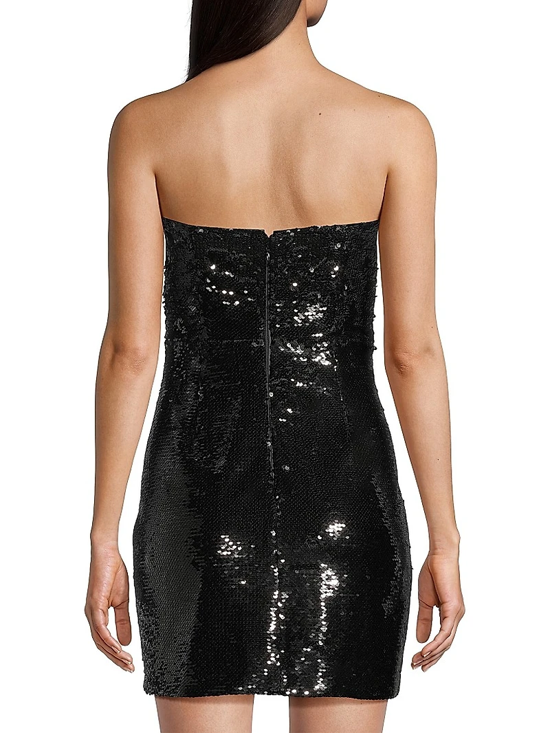 Sascha Strapless Sequin Rosette Minidress