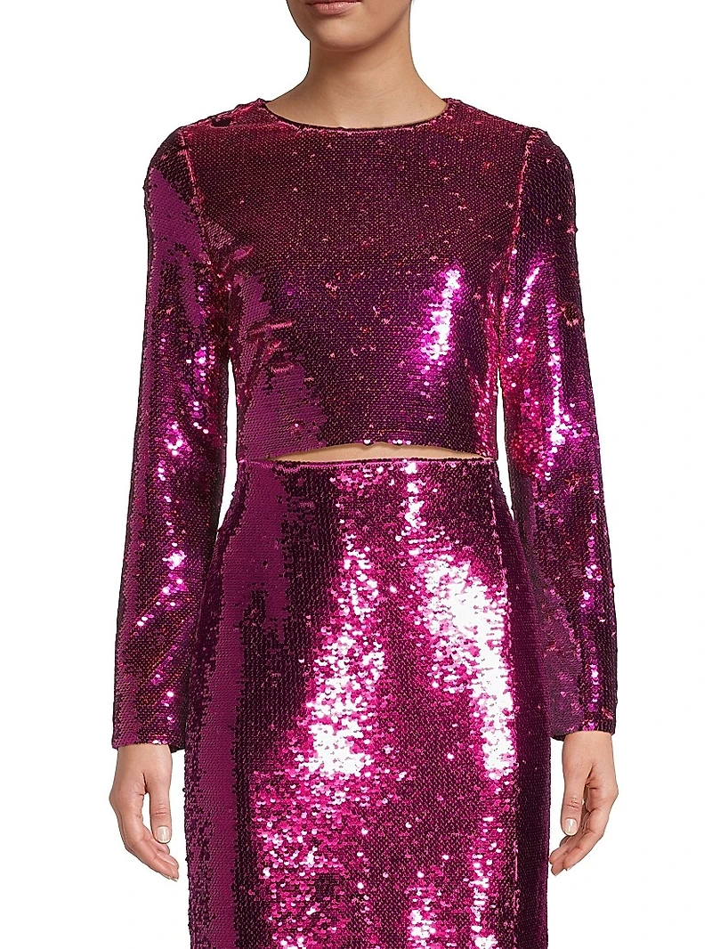 Shailyn Sequined Crop Blouse