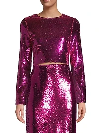 Shailyn Sequined Crop Blouse