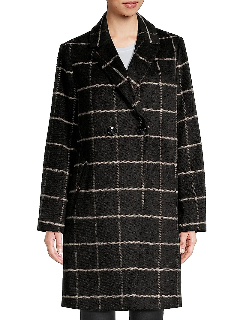 Plaid Double-Breasted Coat