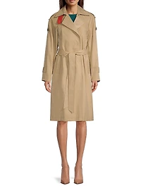 Cotton-Blend Belted Trench Coat