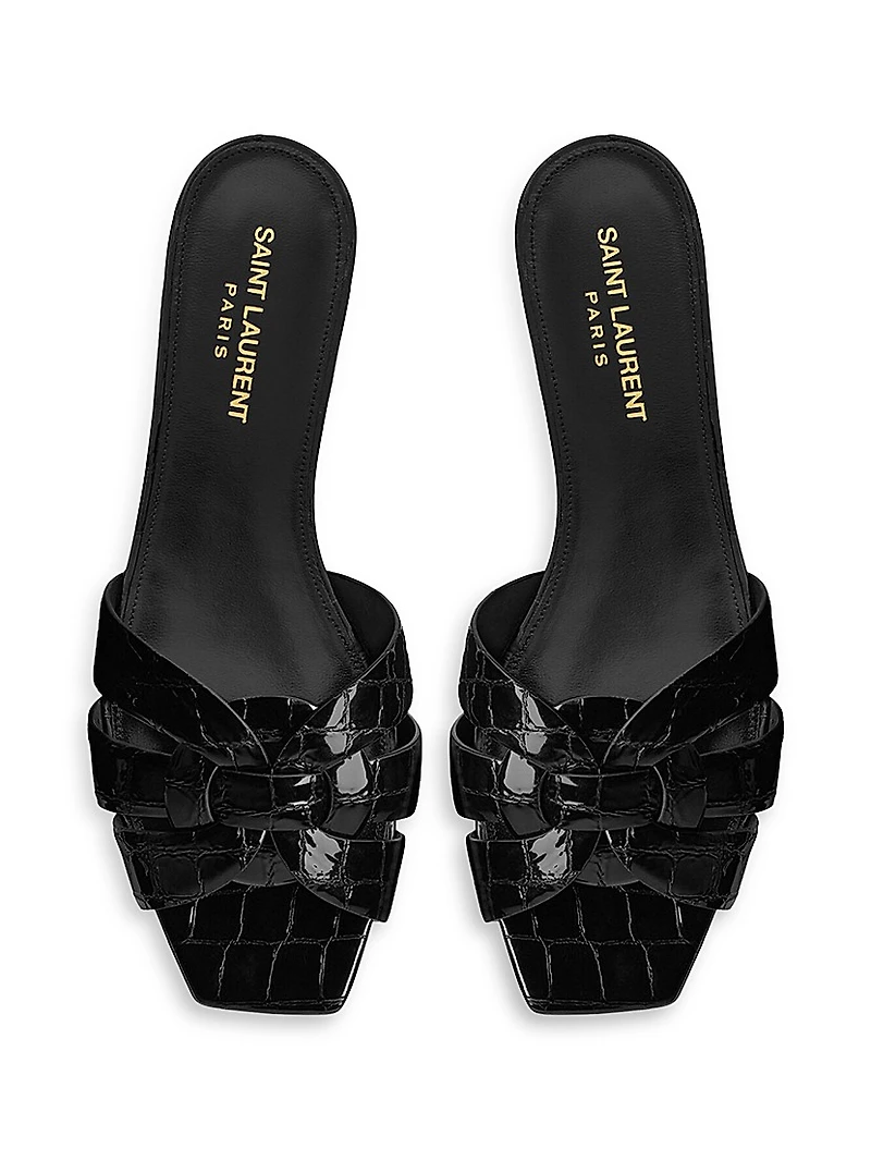 Tribute Mules Crocodile Embossed Leather