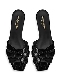 Tribute Mules Crocodile Embossed Leather