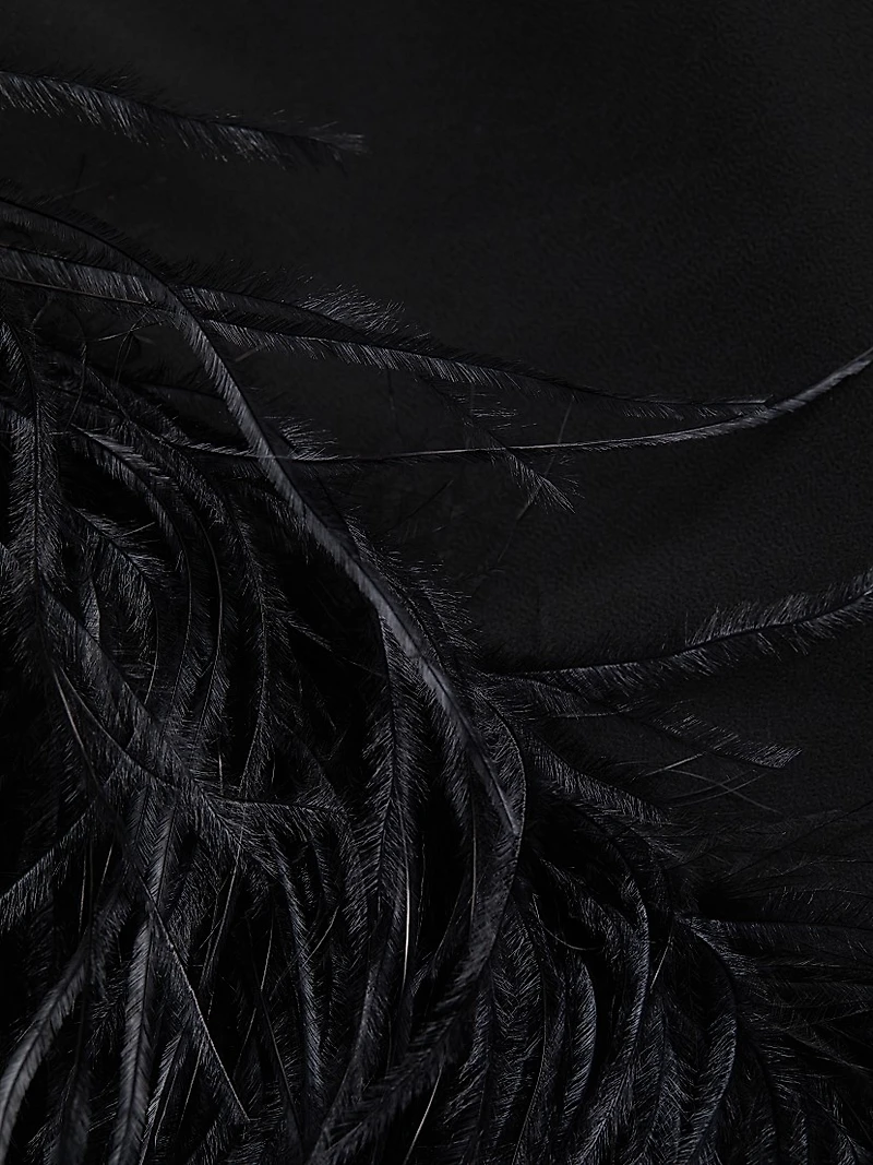 Alder Crepe Feather-Cuff Cape Gown