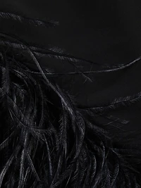 Alder Crepe Feather-Cuff Cape Gown