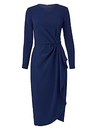 Gathered Crewneck Midi-Dress