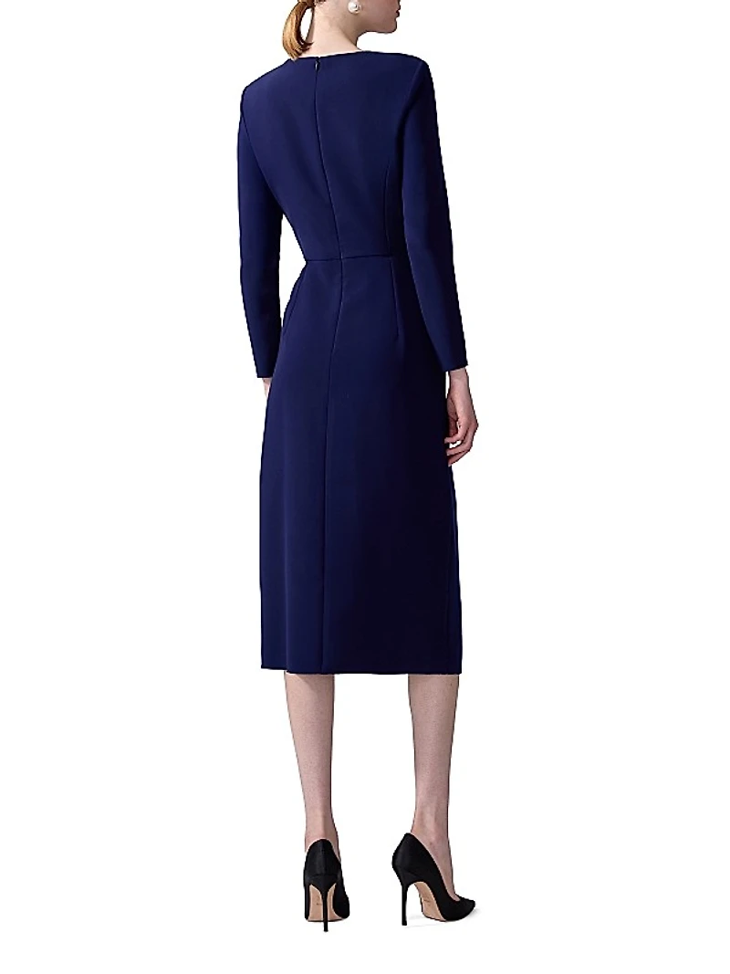 Gathered Crewneck Midi-Dress