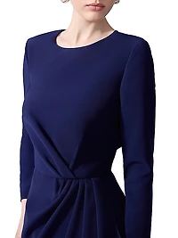 Gathered Crewneck Midi-Dress