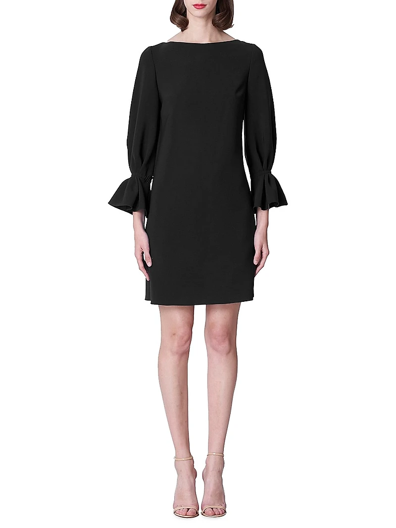 Silk Puff-Sleeve Shift Minidress