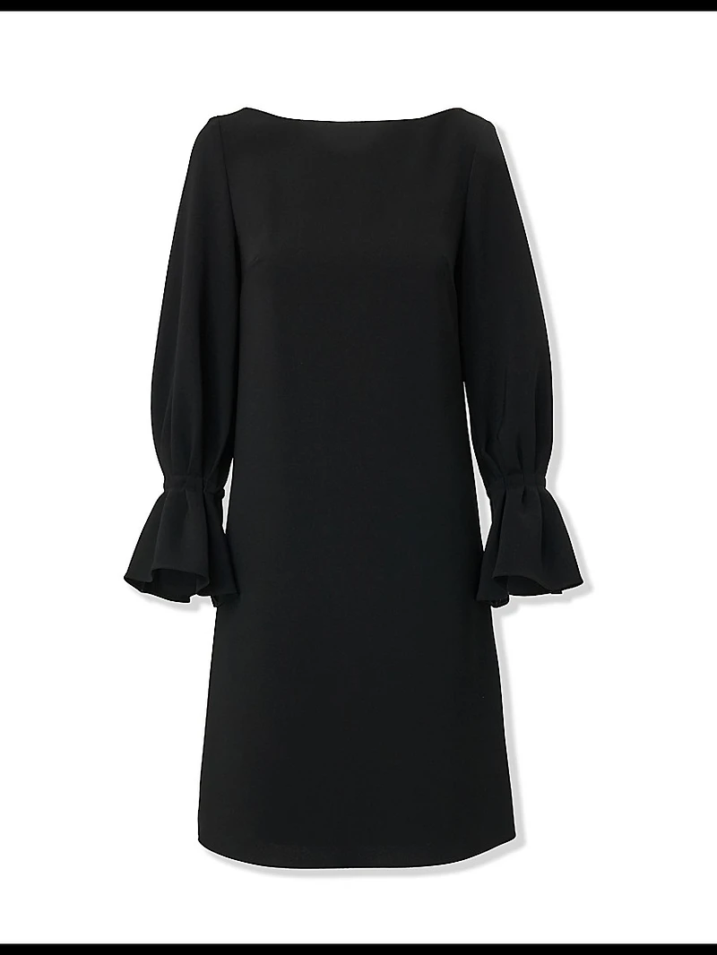 Silk Puff-Sleeve Shift Minidress