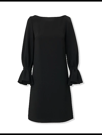 Silk Puff-Sleeve Shift Minidress