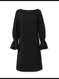 Silk Puff-Sleeve Shift Minidress