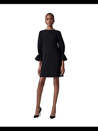 Silk Puff-Sleeve Shift Minidress