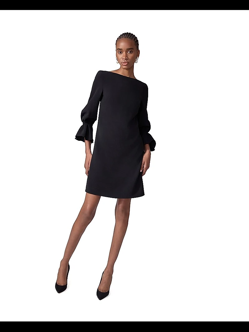 Silk Puff-Sleeve Shift Minidress