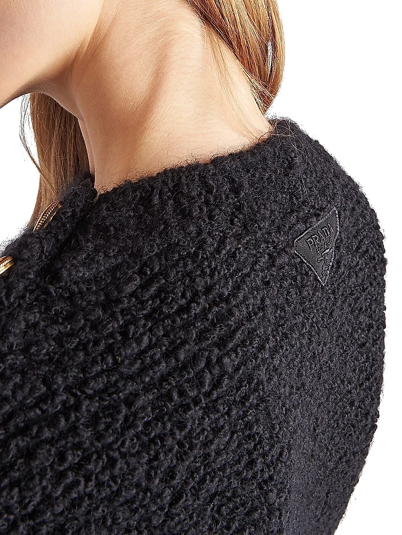 Bouclé Mohair Crew-Neck Sweater