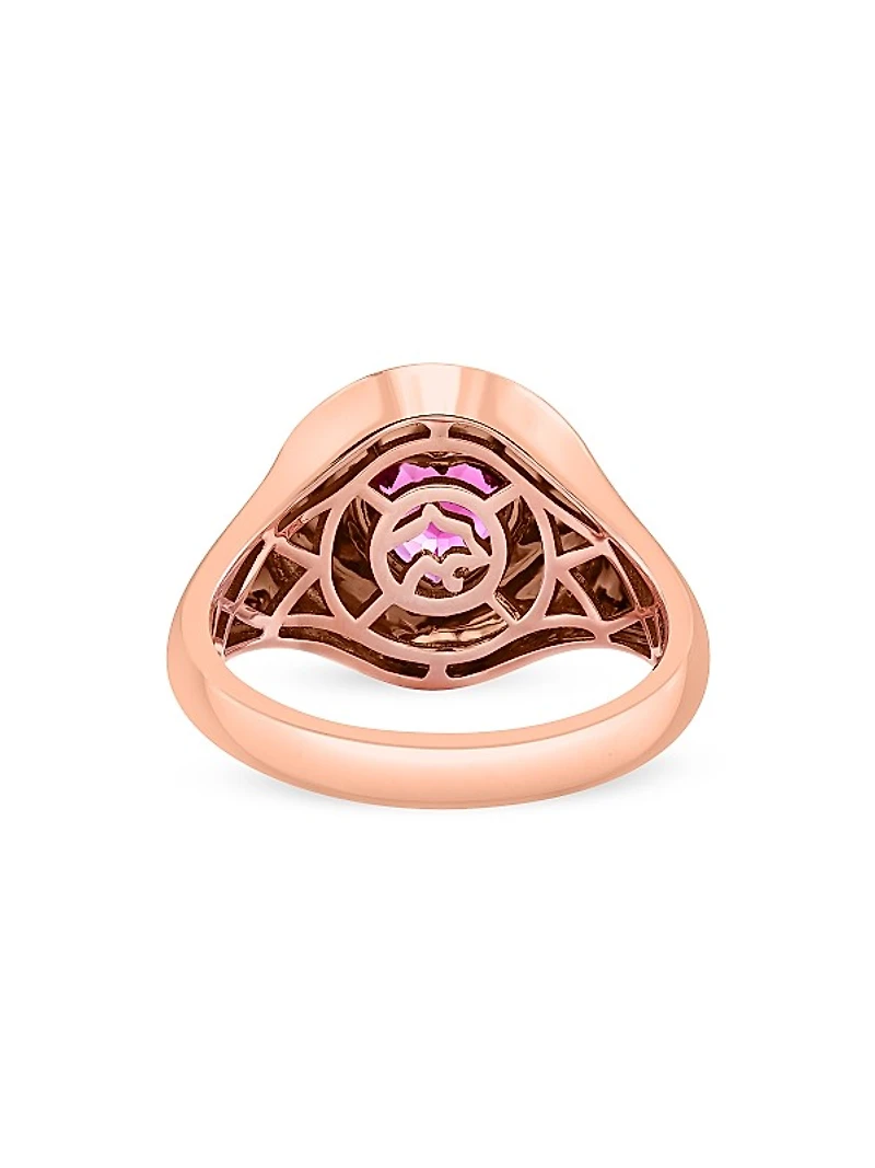 14K Rose Gold & Pink Tourmaline Heart Signet Ring