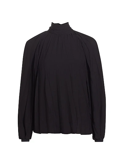 Lingy Pleated Mock Turtleneck Top
