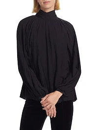 Lingy Pleated Mock Turtleneck Top