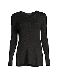 Metallic Knit Long-Sleeve Blouse