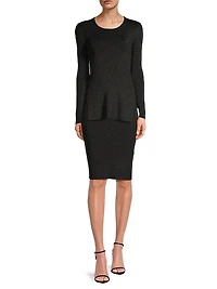 Metallic Knit Long-Sleeve Blouse