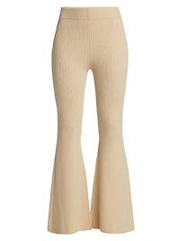 Rib-Knit Cashmere-Blend Flare Pants