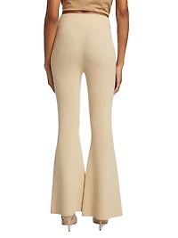 Rib-Knit Cashmere-Blend Flare Pants
