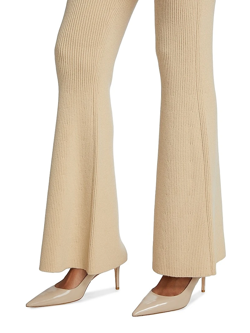 Rib-Knit Cashmere-Blend Flare Pants
