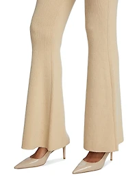 Rib-Knit Cashmere-Blend Flare Pants
