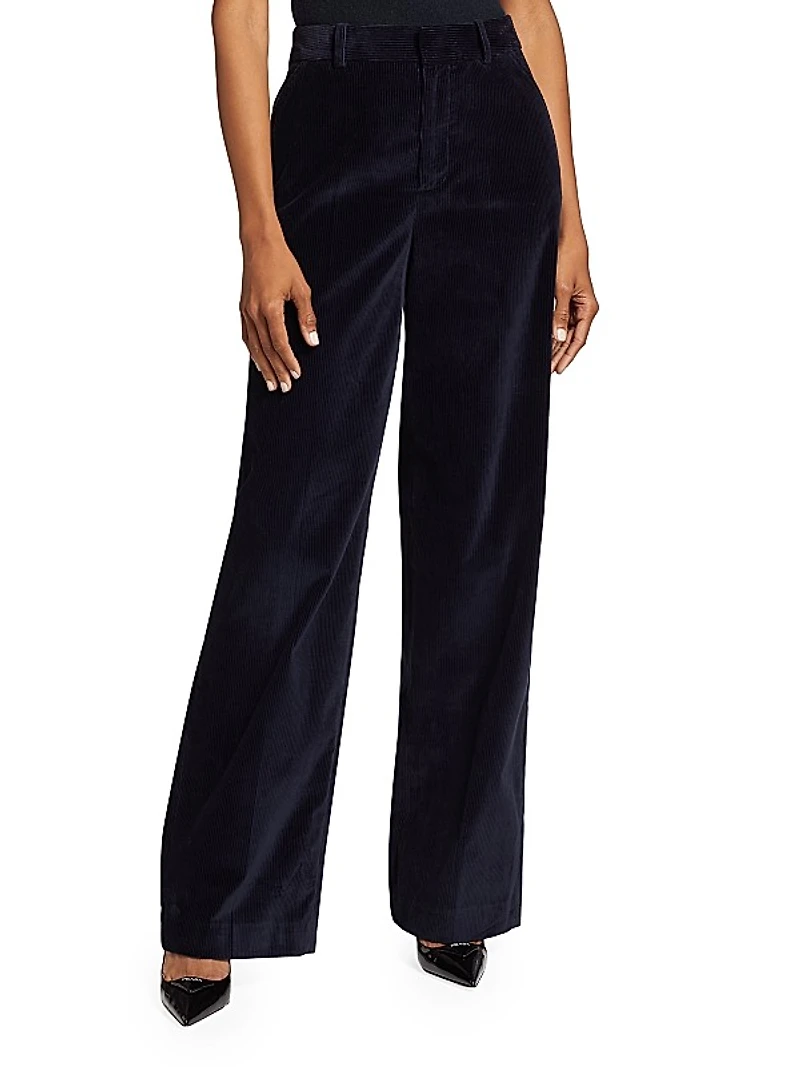 High-Rise Corduroy Straight-Leg Pants