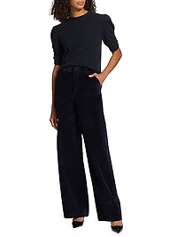 High-Rise Corduroy Straight-Leg Pants