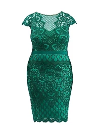 Plus Sequined Lace Cocktail Dress
