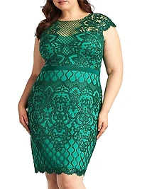 Plus Sequined Lace Cocktail Dress
