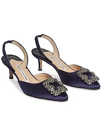 Hangisli 50MM Satin Jewel Buckle Pumps