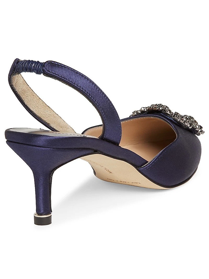 Hangisli 50MM Satin Jewel Buckle Pumps