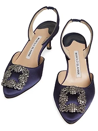 Hangisli 50MM Satin Jewel Buckle Pumps