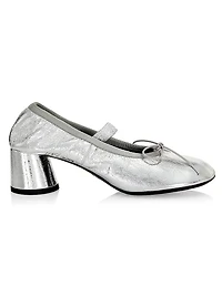 Glove 55MM Metallic Leather Mary Jane Pumps