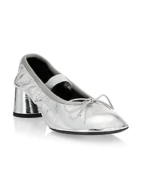 Glove 55MM Metallic Leather Mary Jane Pumps