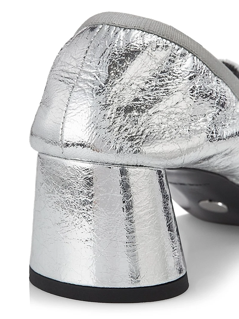 Glove 55MM Metallic Leather Mary Jane Pumps