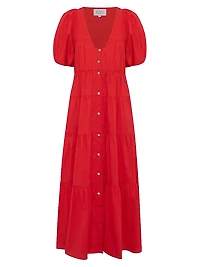 Cecci Poplin Tiered Maxi Dress