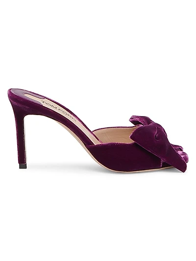 Brigitte 85MM Open-Toe Velvet Pumps